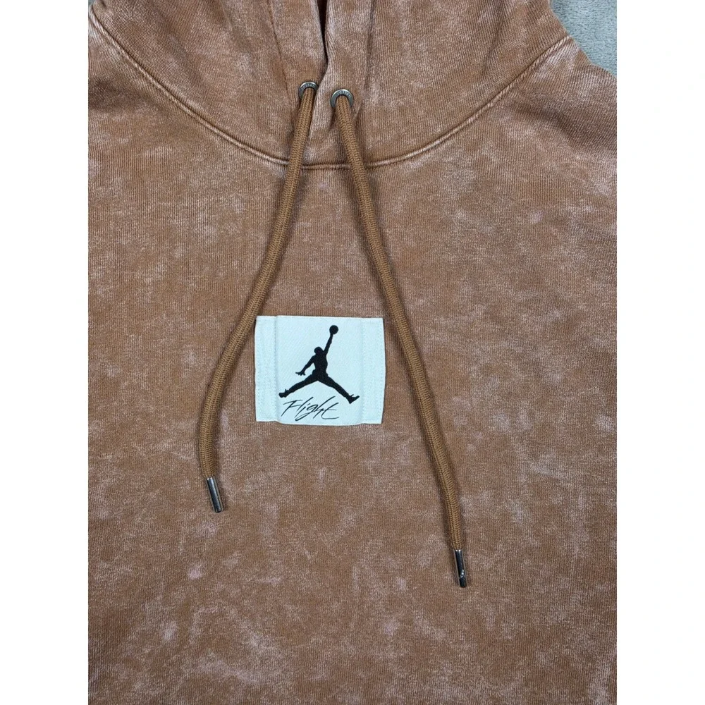 Jordan Essentials Flight Hoodie Mens L Mineral Clay Acid Wash Fleece DR3087-215